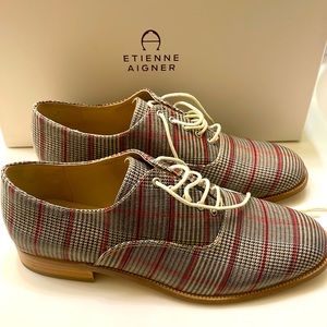 Etienne Aigner Emery Plaid Leather Oxford Shoes